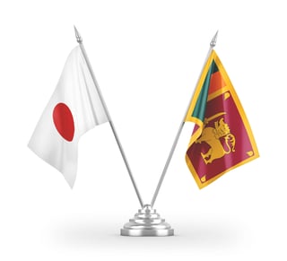 Japan and Sri Lanka flags crossed Japan and Sri Lanka flags crossed