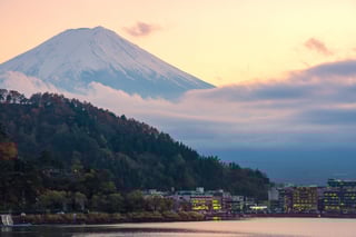 Mount Fuji Over Lakeside Town Mount Fuji Over Lakeside Town