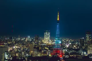 Tokyo Tower illuminated at night skyline Tokyo Tower illuminated at night skyline
