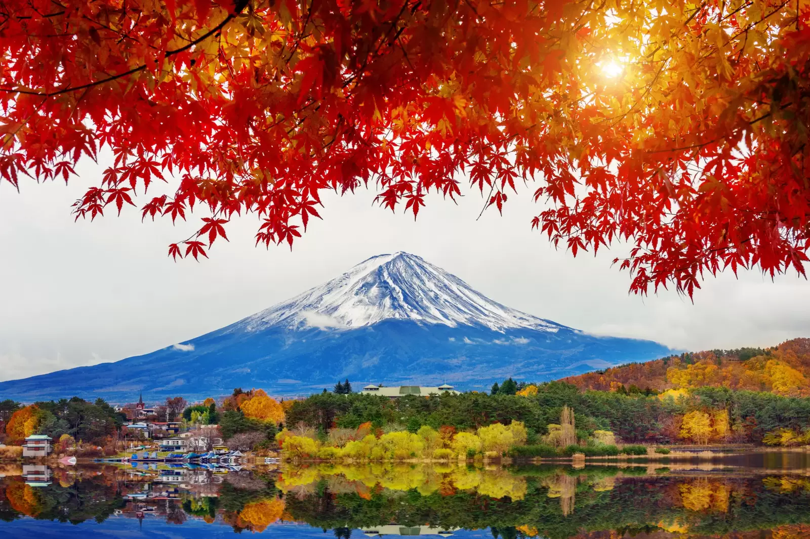autumn season and mountain fuji at kawaguchiko lake japan