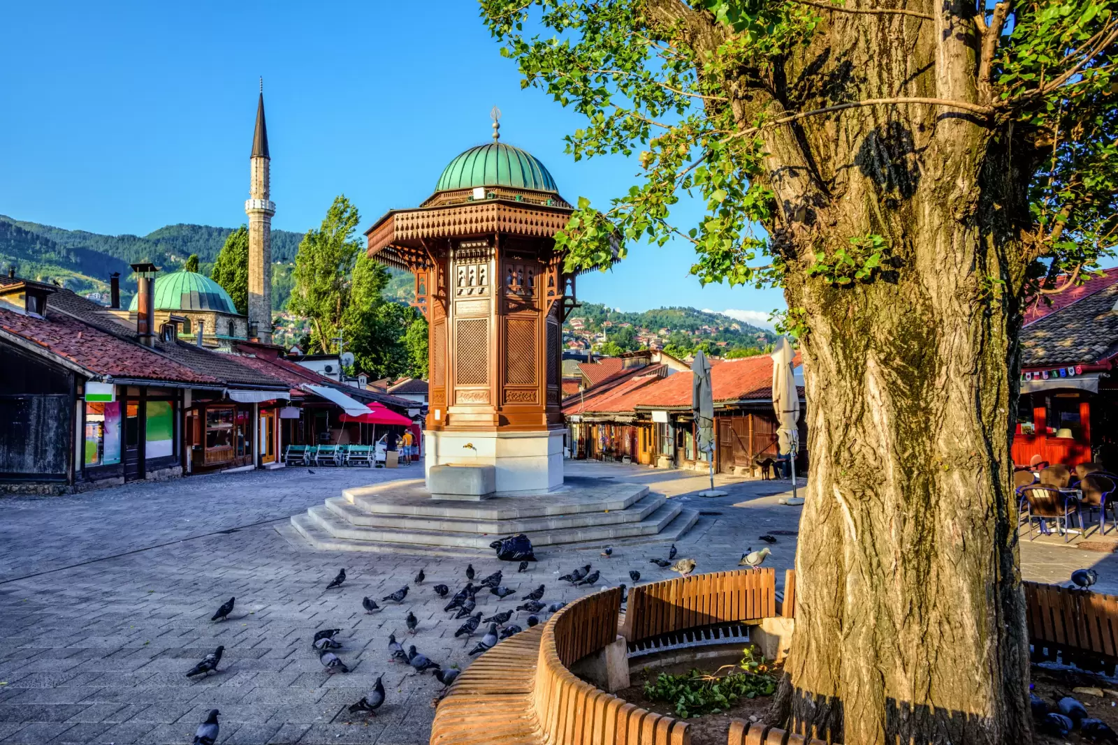 bascarsija square with sebilj wooden fountain