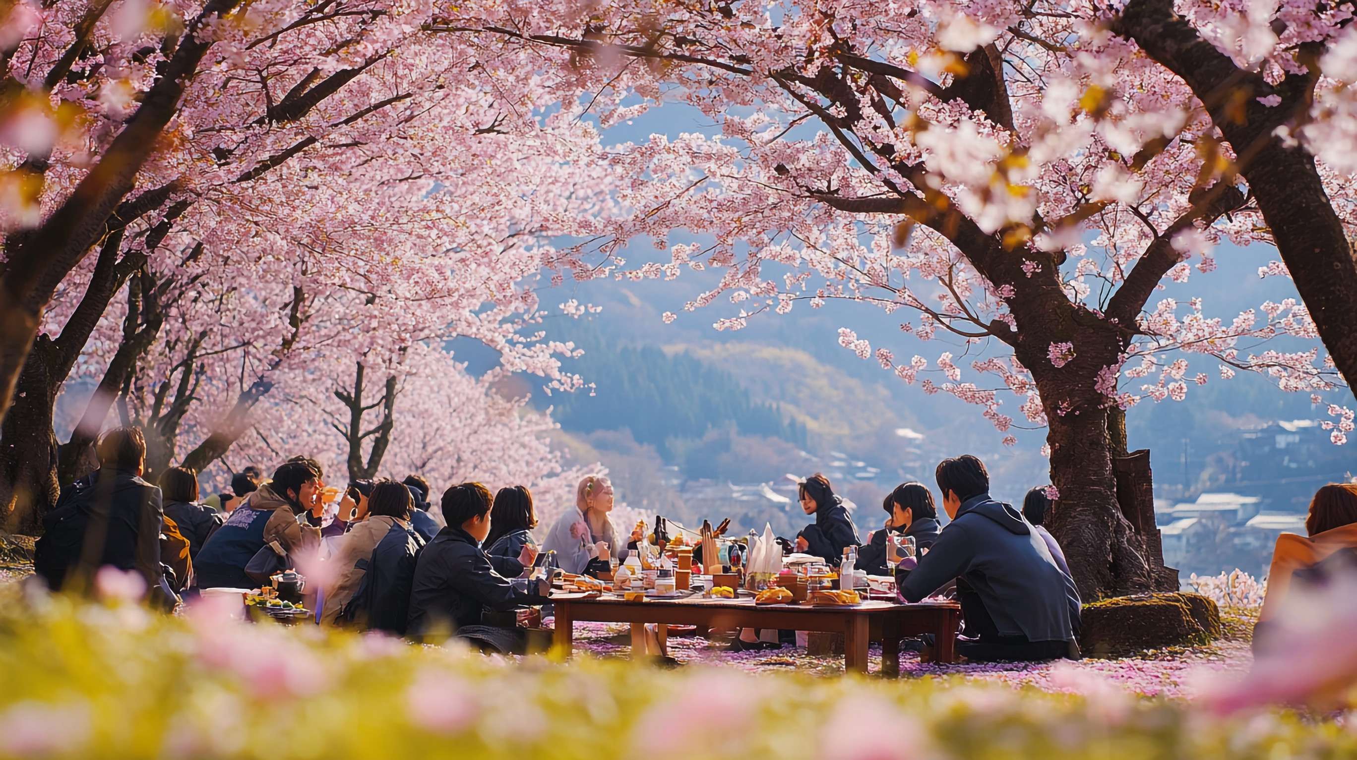 Cherry Blossoms And People In Nagano, Japan