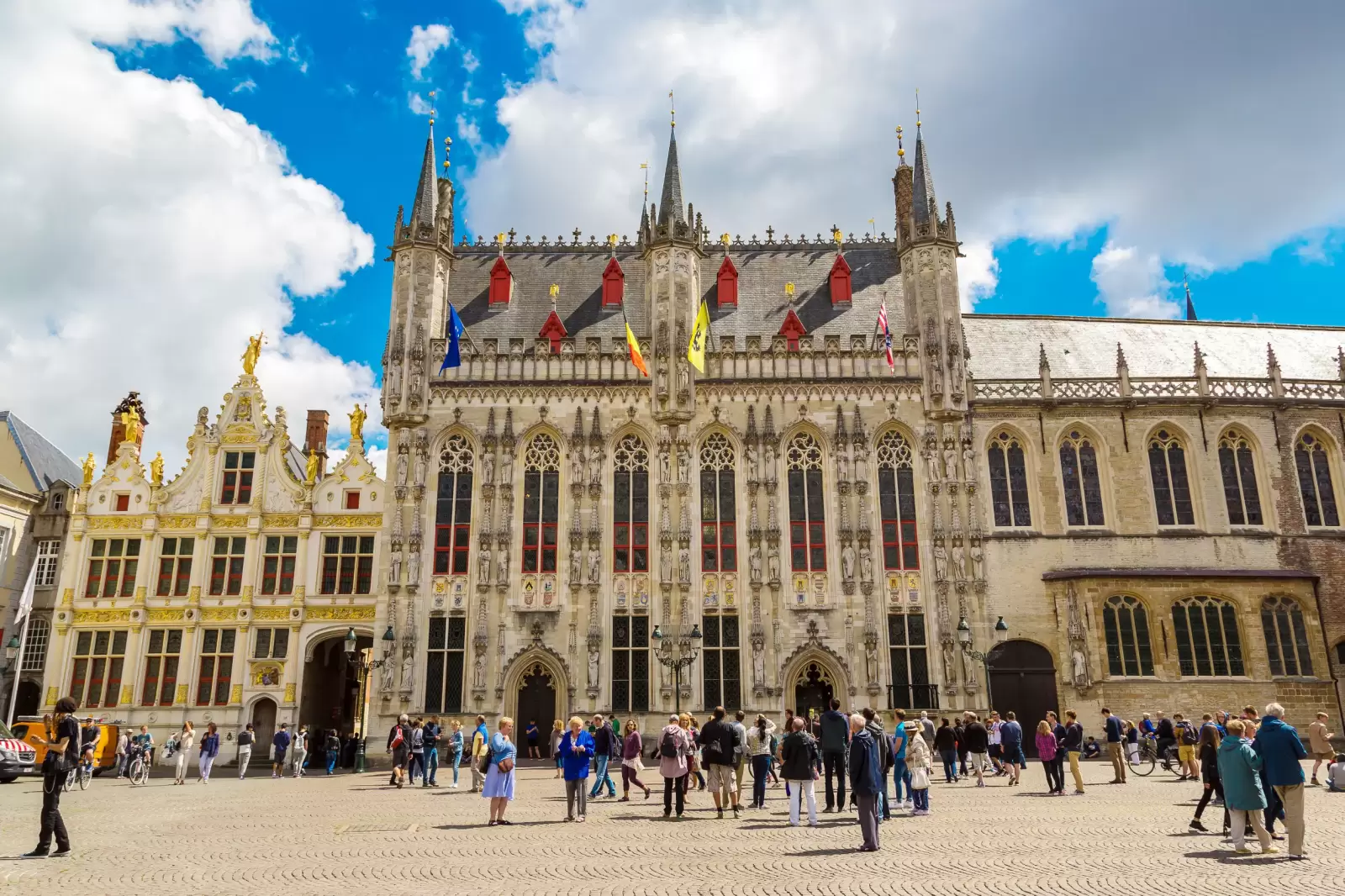 city hall in bruges in a beautiful summer day belgium