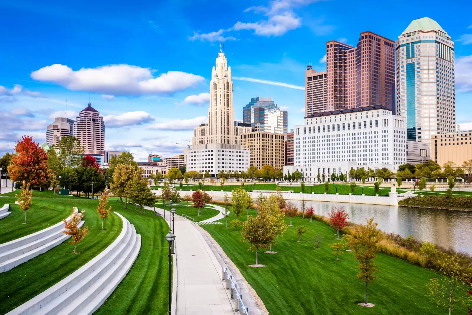 columbus ohio usa skyline on the scioto river