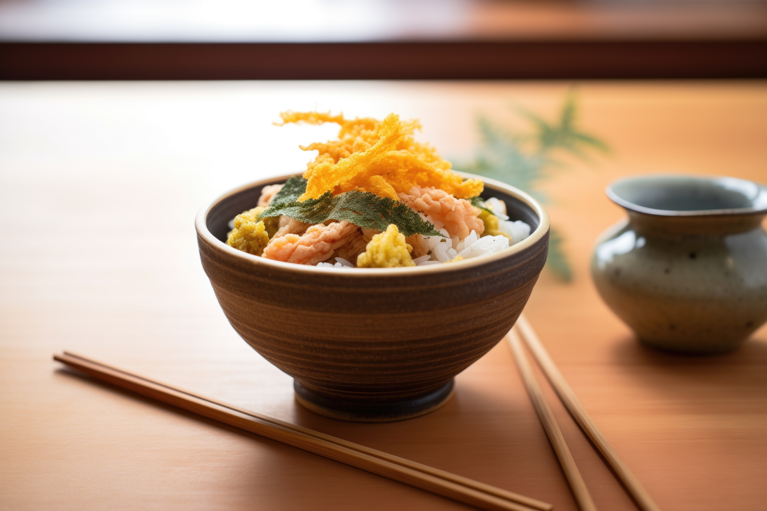 Japanese Rice Bowl with Tempura Toppings