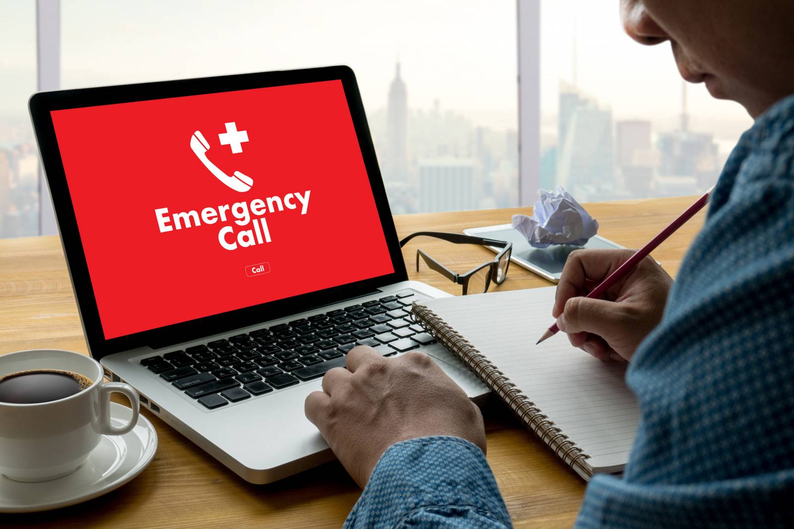 Emergency Call Screen On A Laptop