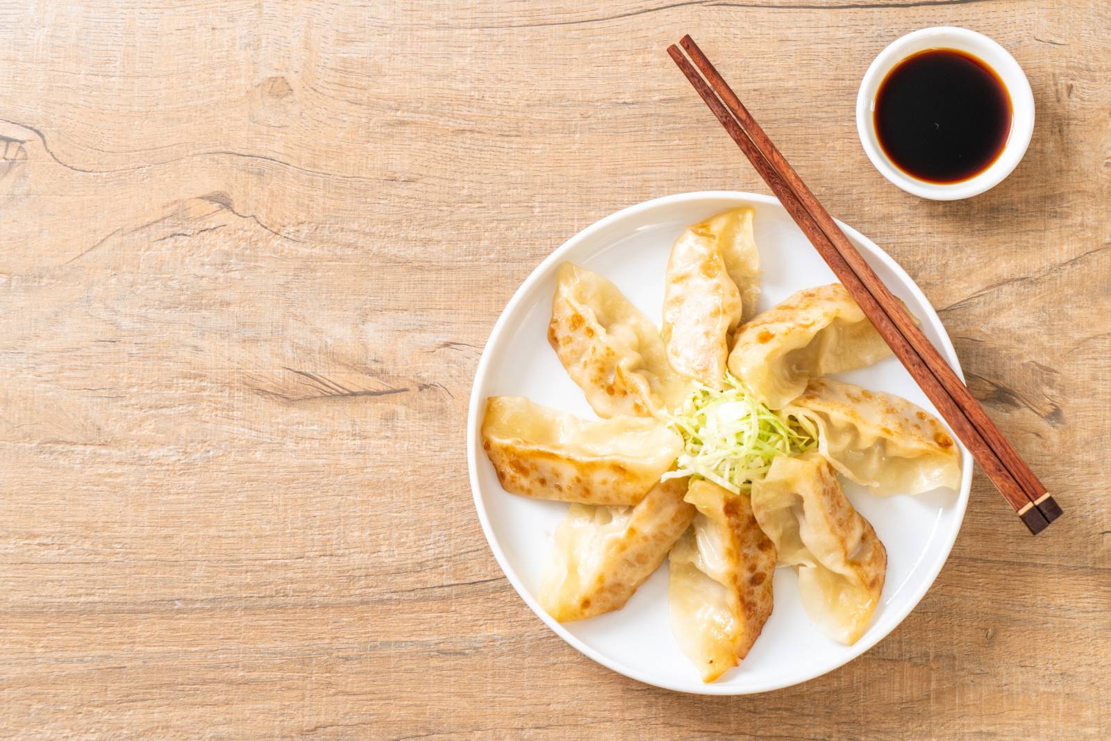 Japanese Gyoza Dumplings with Soy Sauce