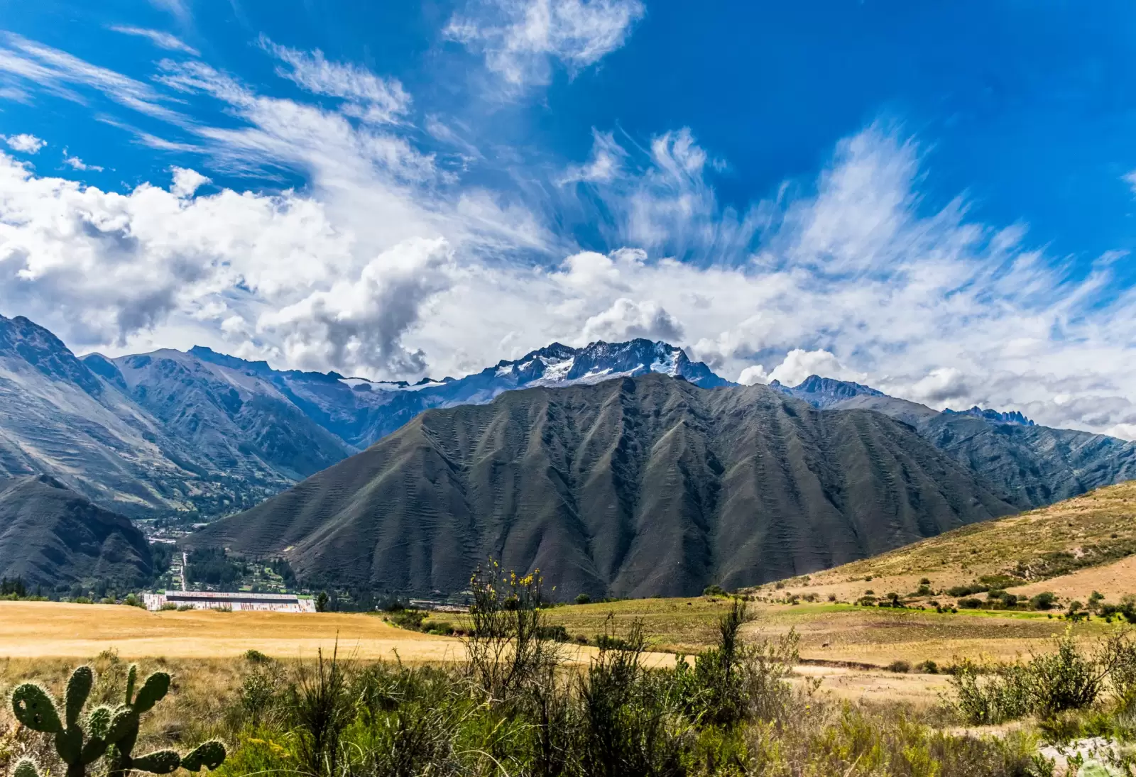 inescapable snow peaked andes in the sacred valley of peru