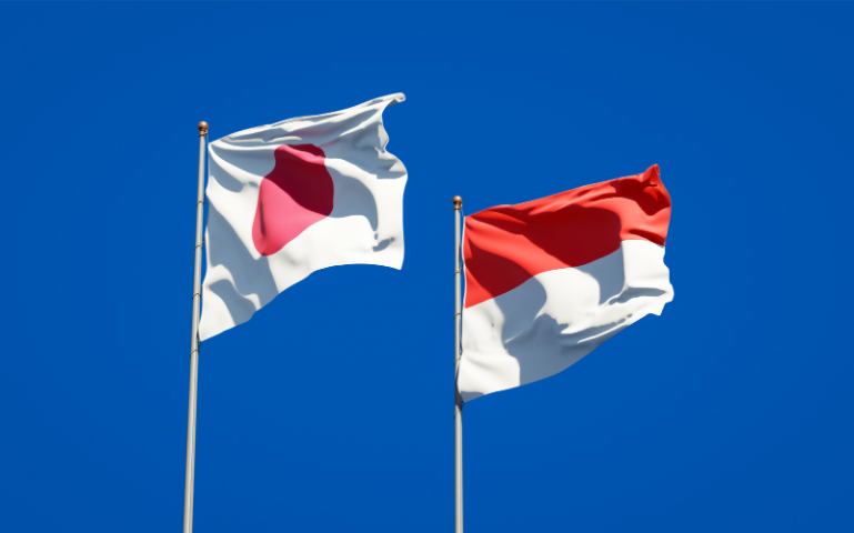 Japan And Indonesia Flag Together Japan And Indonesia Flag Together