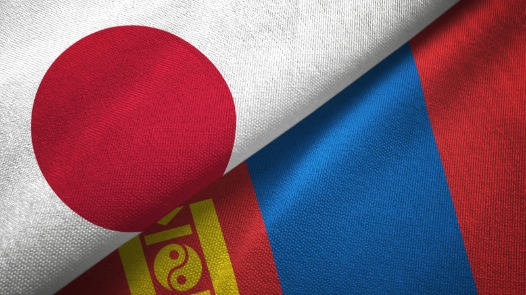 Japan And Mongolia Flags Together Japan And Mongolia Flags Together