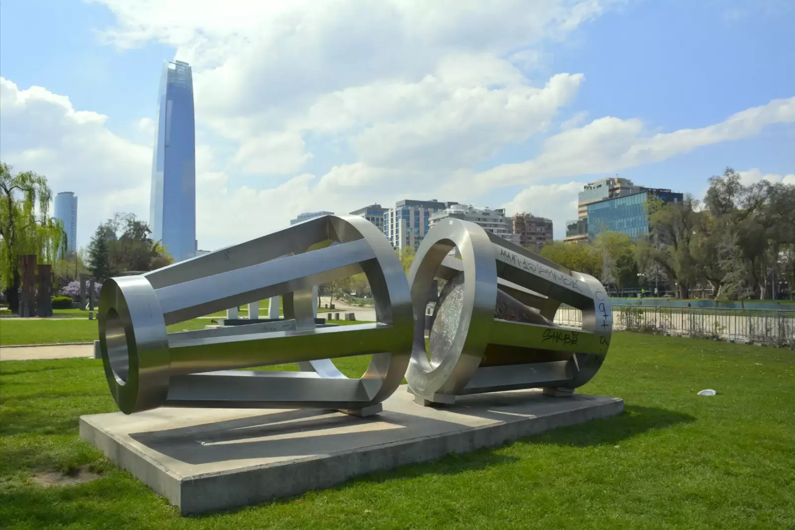 man made sculptures at a park in santiago chile