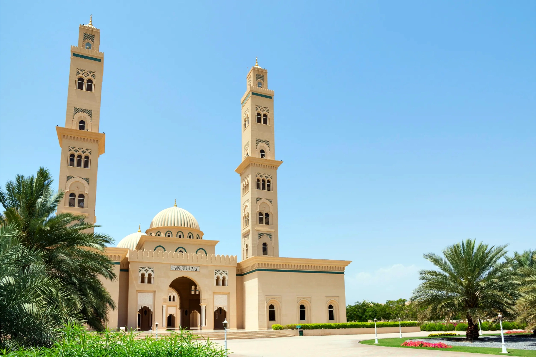 mosque with blue sky in oman