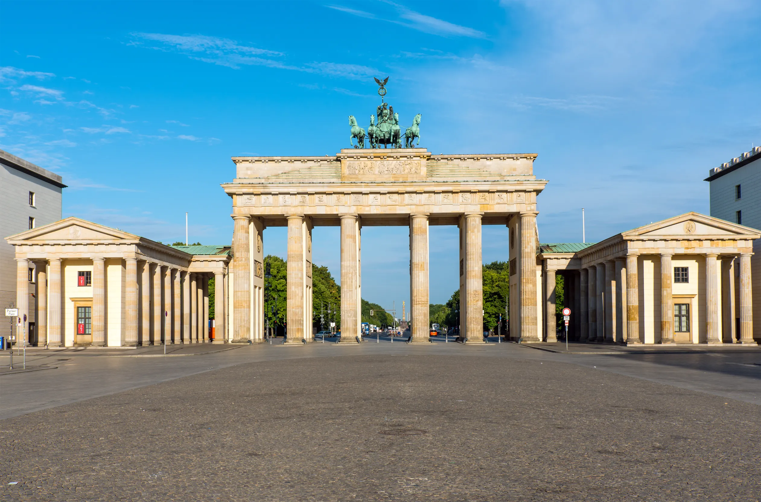 panorama of the famous brandenburg gate in berlin germany