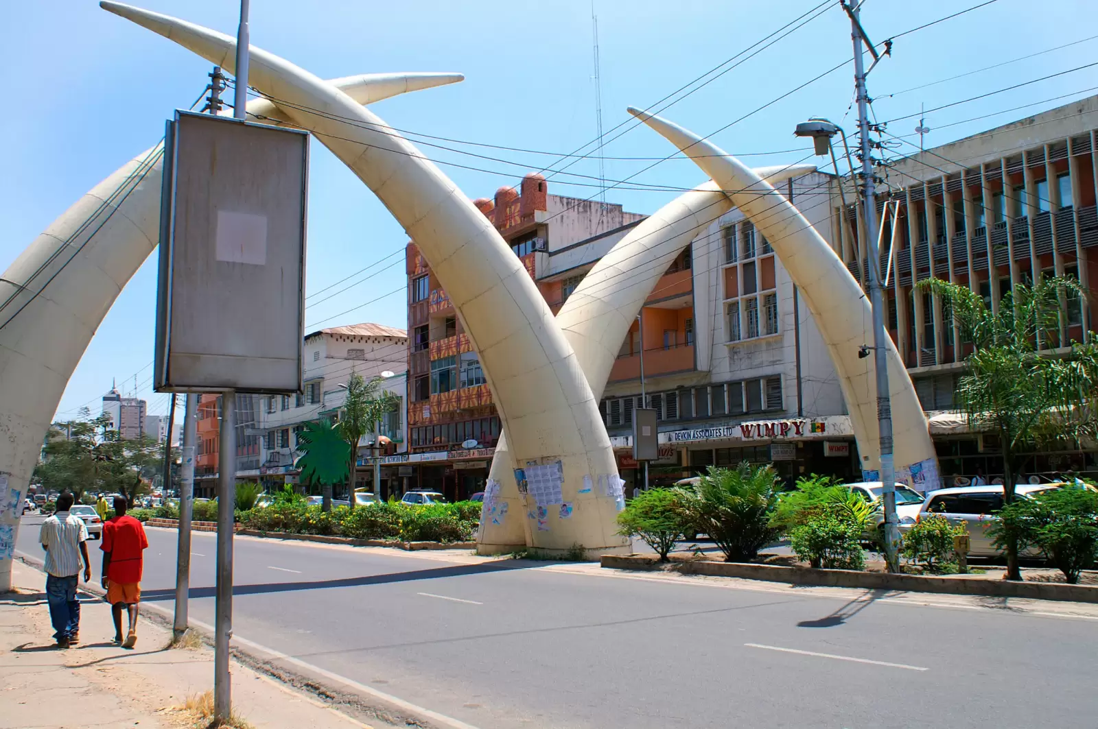 people an giant ivory tusks town s landmark in the main