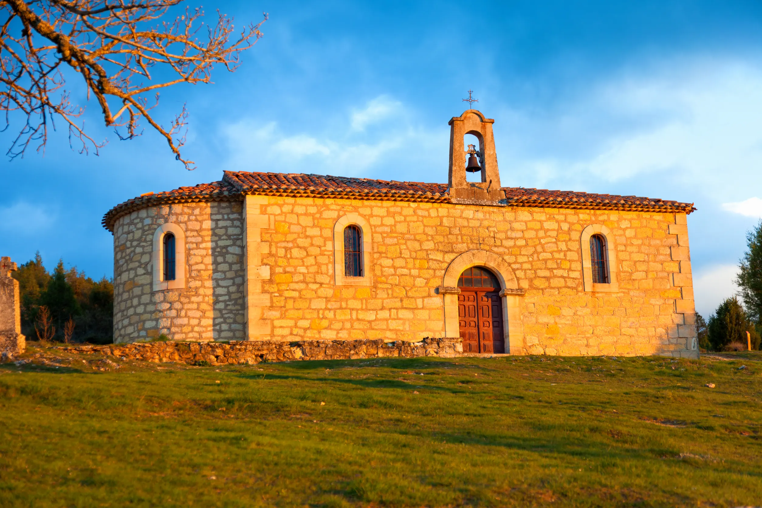 santo domingo de silos town at sunset province of soria spain