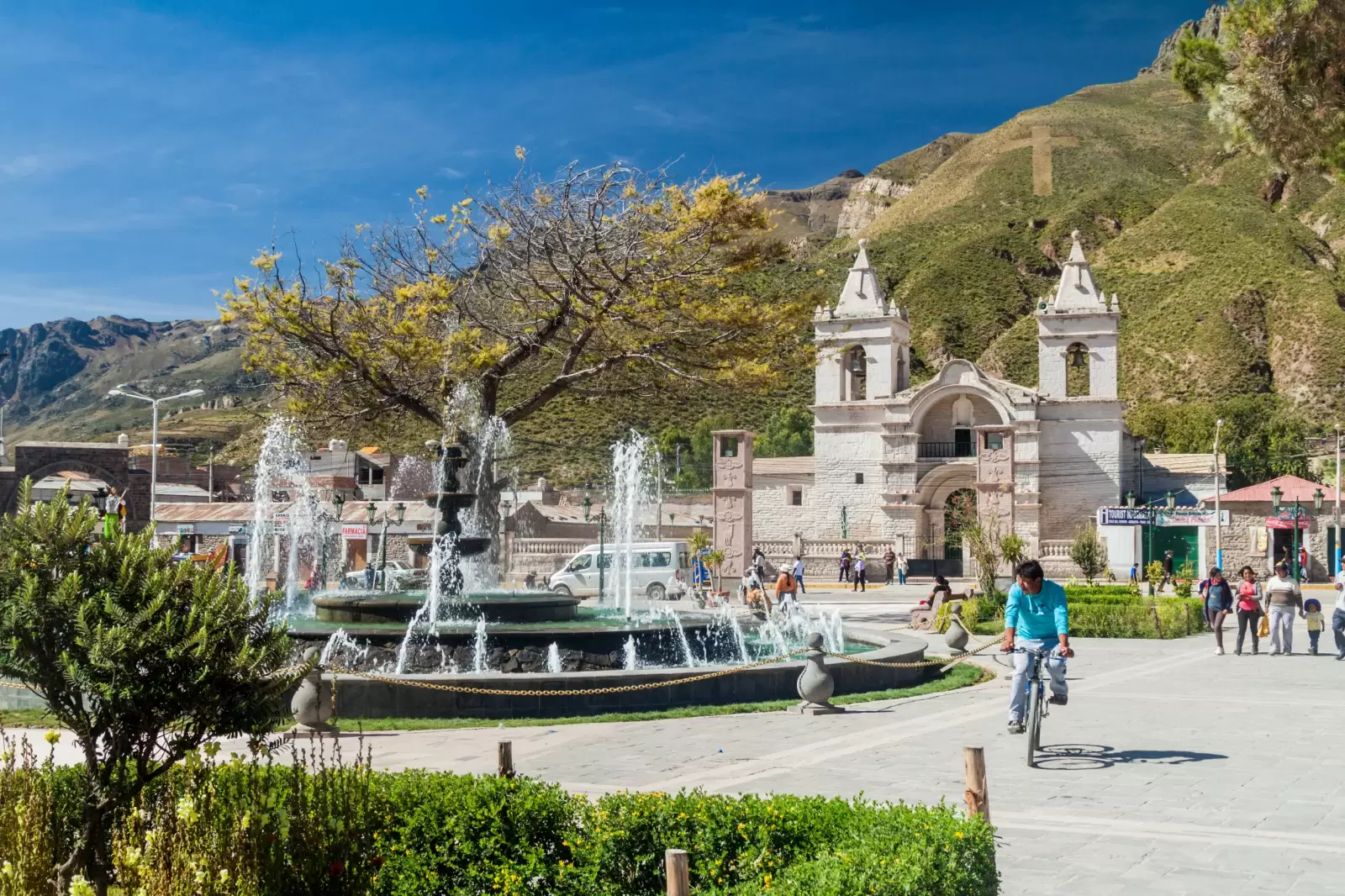 square in chivay village near colca canyon peru