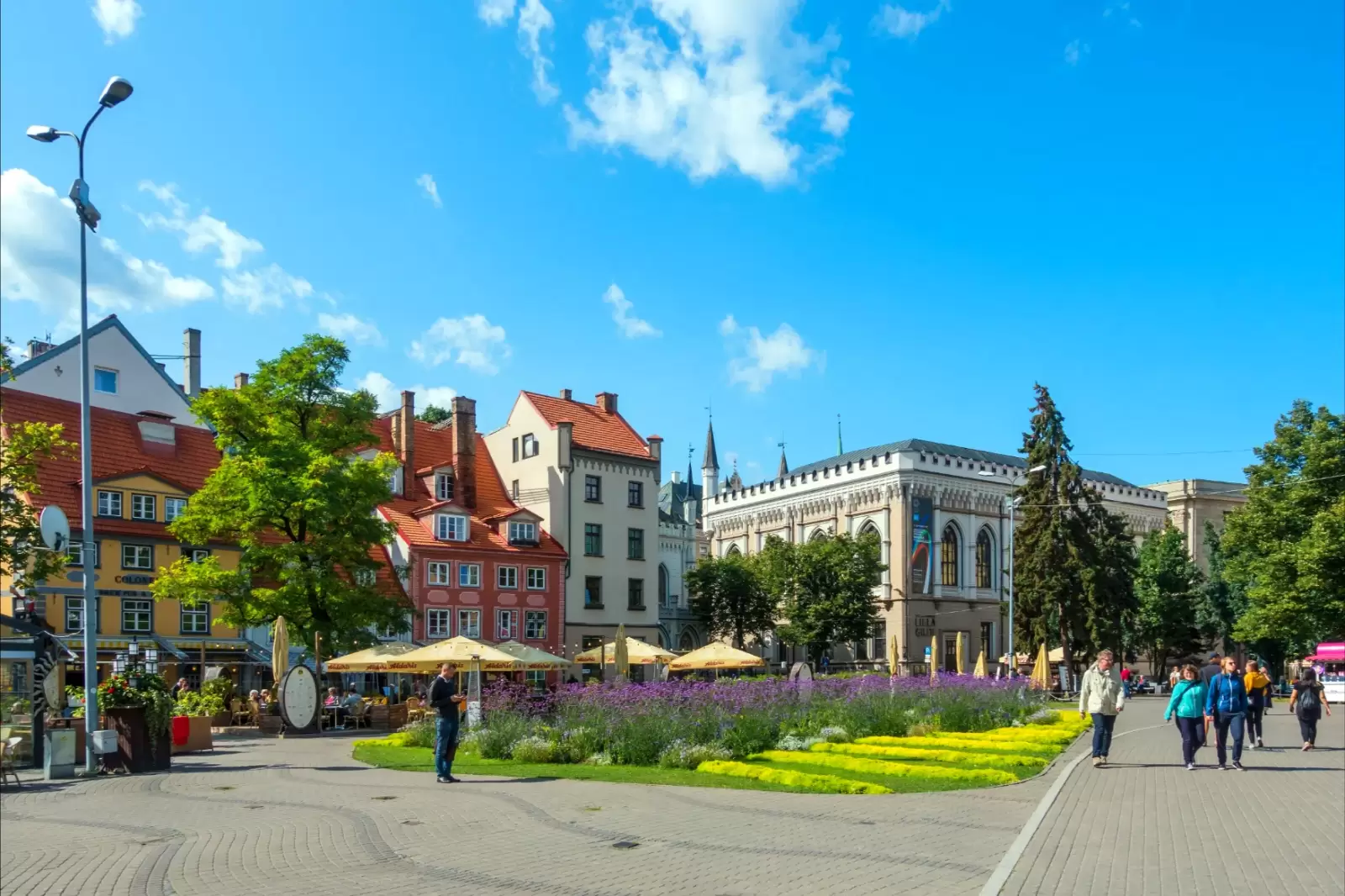 street view of downtown in riga city latvia