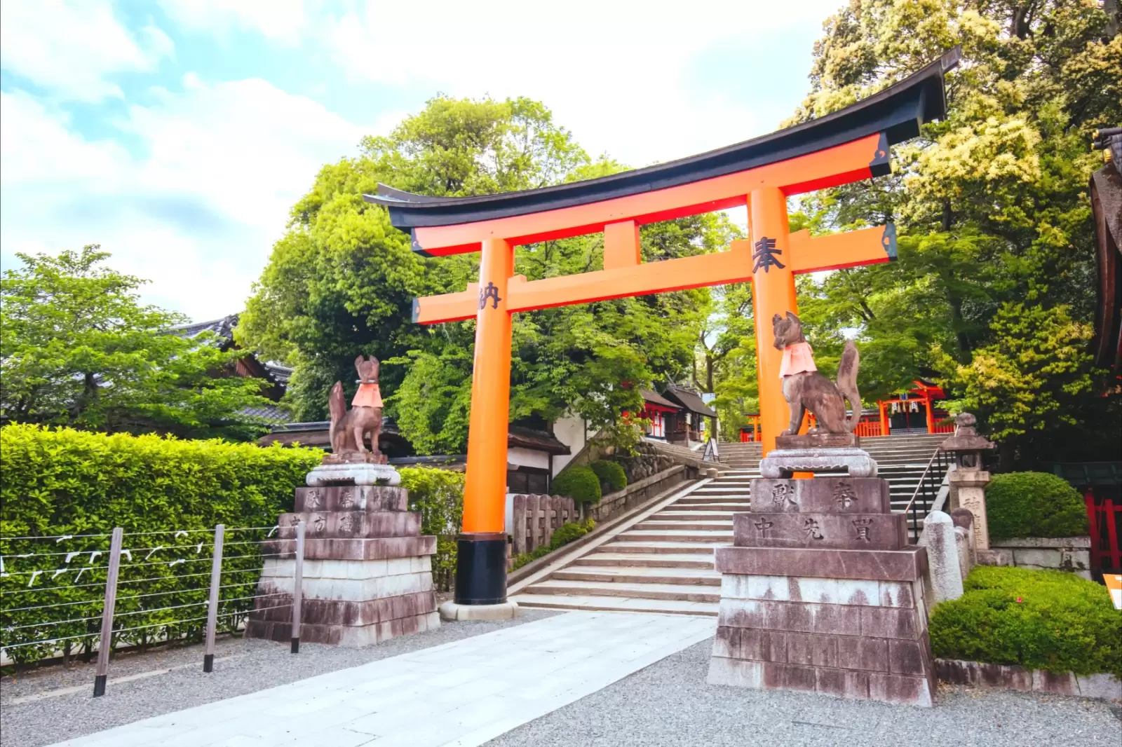 the entrance of fushimi inari shrine in kyoto japan