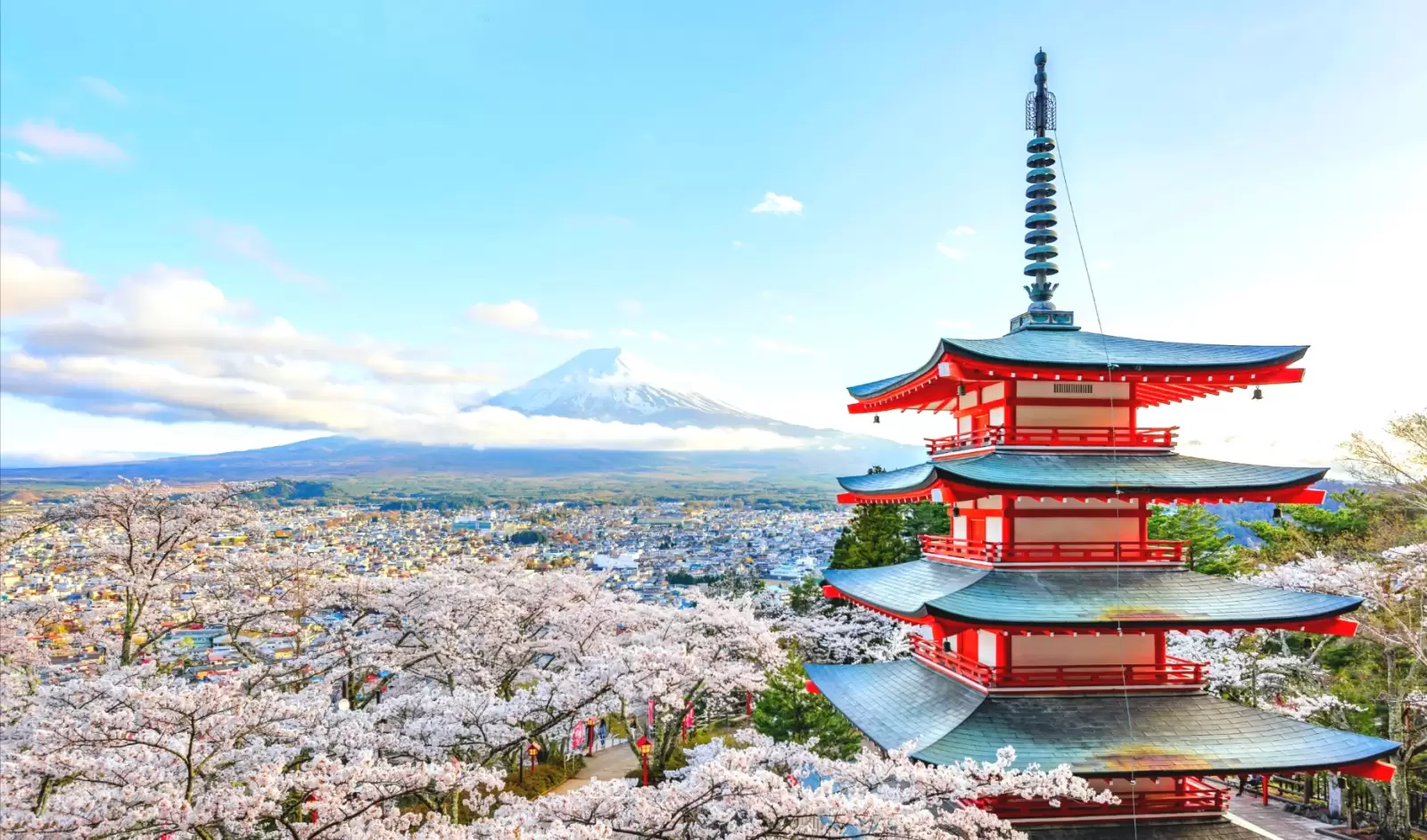 the famous chureito pagoda in fuji japan