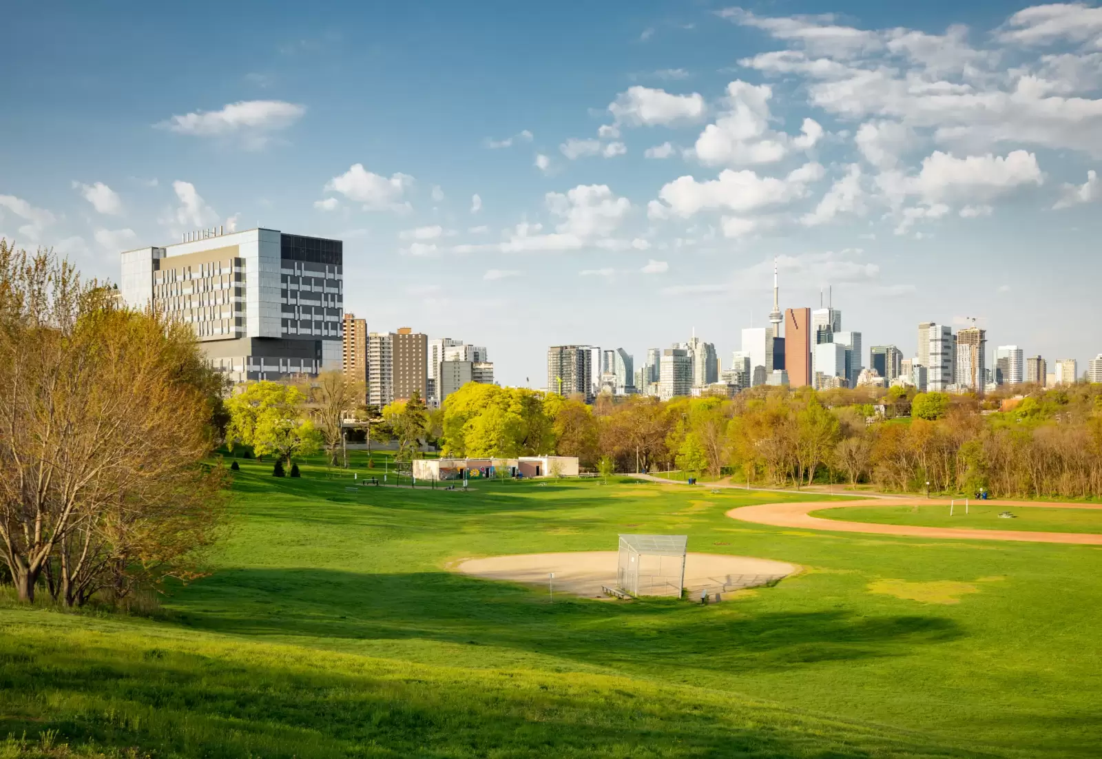 toronto city center panoramic view from riverdale park east with morning