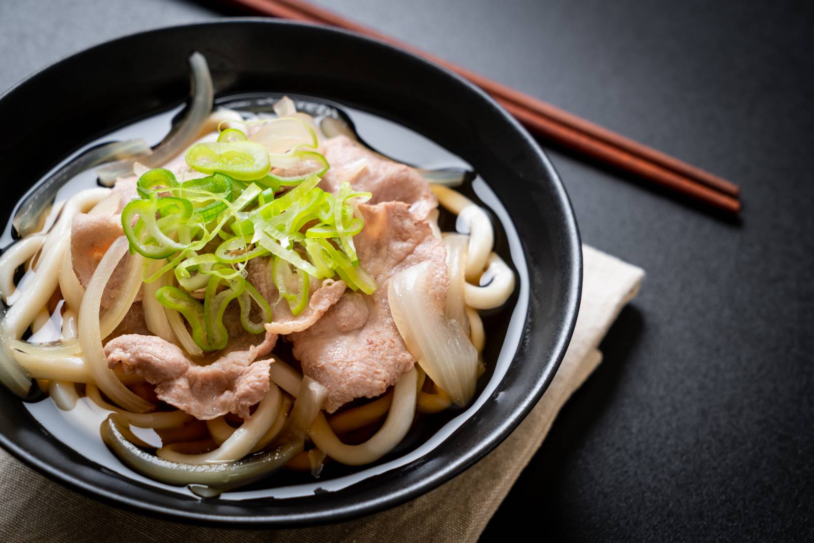 Udon Noodles with Pork and Scallions