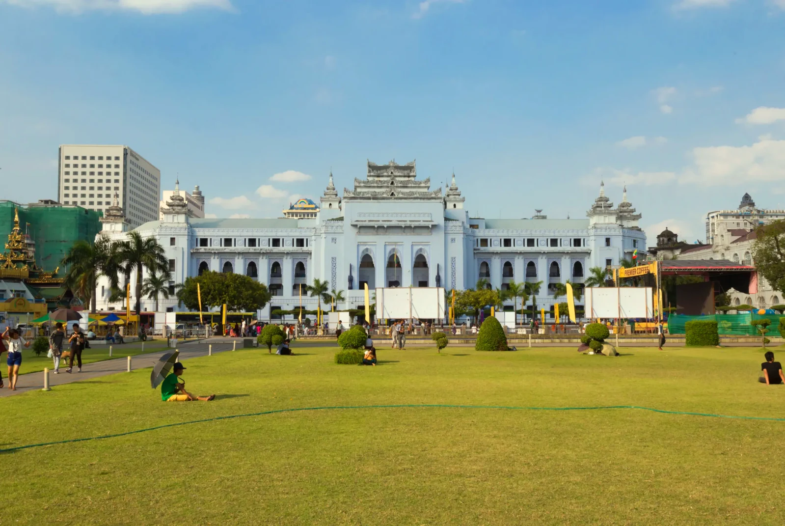 withe building of yangon city hall myanmar